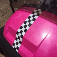 Club Car Precedent Custom Pink Glitter with Chequered Stripes detail